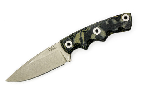 T.Kell Knives: Combatant - 3.21" Nickle Boron AEB-L Steel Blade w/ Black & Green Burl G10 handle