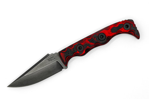 T.Kell Knives: Agent 003 - 3.25" Nickle Boron Nitro-V Steel Blade w/ Black & Red Burl G10 handle