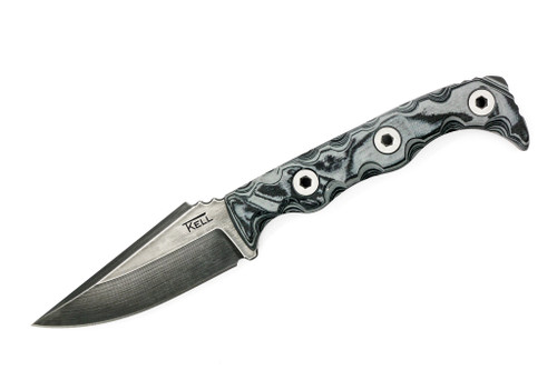 T.Kell Knives: Agent 003 - 3.25" Nickle Boron Nitro-V Steel Blade w/ Black & Gray Burl G10 handle