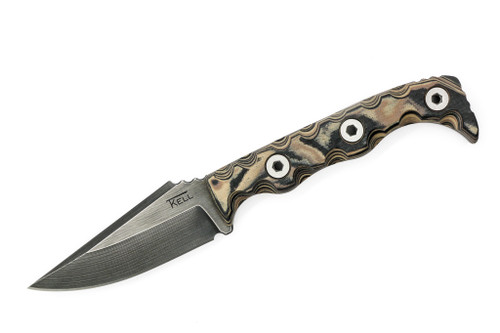 T.Kell Knives: Agent 003 - 3.25" Nickle Boron Nitro-V Steel Blade w/ Black & Brown Burl G10 handle