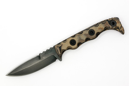 T.Kell Knives: Agent 001 - 3.35" Nickle Boron 80CRV2 Steel Blade w/ Black & Brown Burl G10 handle