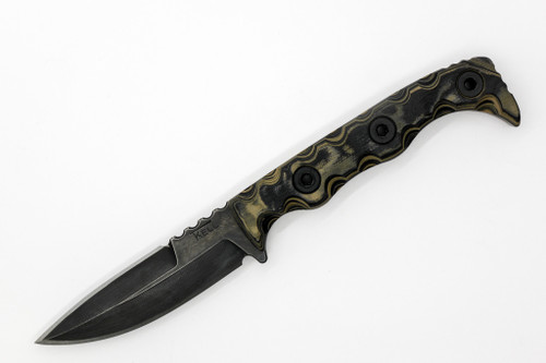 T.Kell Knives: Agent 001 - 3.35" Nickle Boron 80CRV2 Steel Blade w/ Black, Brown & Green Burl G10 handle