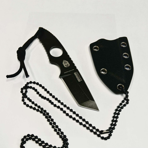 Hoffner Knives: Bodyguard Neck Knife - 2.5" 440C Super Steel Skeletonized Neck Knife - Tanto