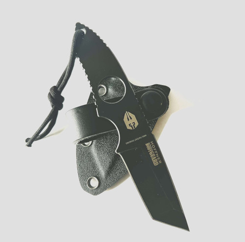 Hoffner Knives: Bodyguard Belt Knife - 2.5" 440C Super Steel Skeletonized Belt Knife - Tanto
