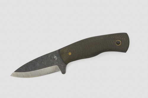 Primitive Woodsman - FoxFire - 2.5" Black Oxide 80CRV2 Steel Blade w/ Green Canvas Micarta Handle