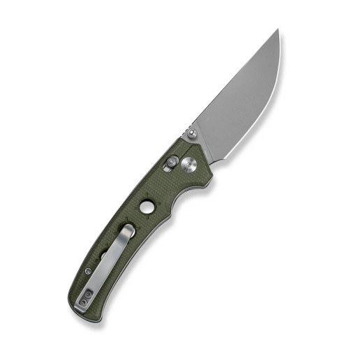 CIVIVI Noctis - Stonewashed Nitro-V Blade  - Crossbar Lock - Olive Canvas Micarta Handle