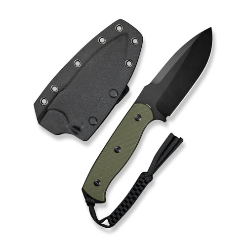 Sencut - Toxodon - 4.57" Black 9Cr18MoV Fixed Blade Knife w/ OD Green G10 Handle