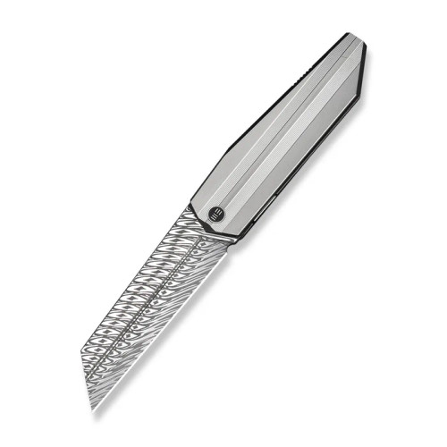 WE Knife Company - Collinear - 3.67" Fafnir Damasteel Foldable Knife w/ Polished Satin Titanium Handle