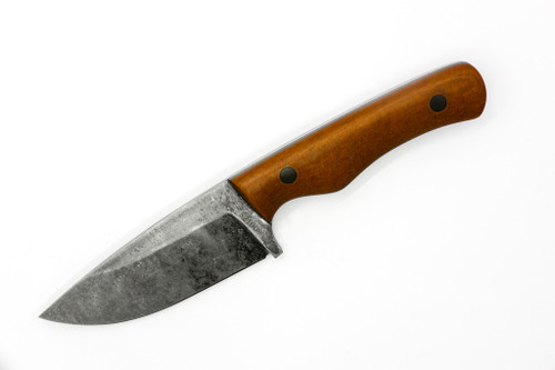 The Wizard Forge - Goblin - 4" Stonewash 52100 Fixed Blade W/ Honey Micarta W/ OD Green & Black Liner Handle and Brown Leather Sheath