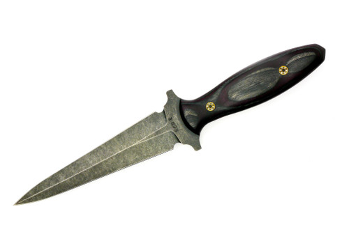 The Wizard Forge - Dagger - 5.75" Stonewash AEB-L Dagger W/ Dymalux Purple Handle and Black Kydex Sheath