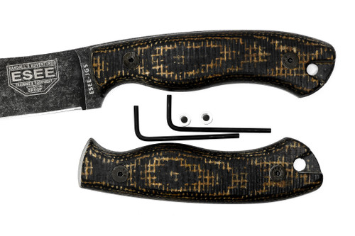 TKC Handle for ESEE JG5 - Black Micarta W/ Brown Burlap