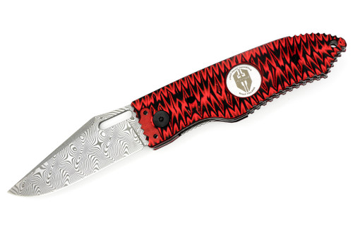 Hoffner Knives: SNAP Flatline - 3.5" Damascus Folding Knife - Nightstalker G10 Handle