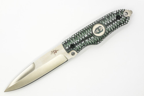 Hoffner Knives: Hand Spear - 5" Silver 440C Stainless Steel Fixed Blade Knife - Dark Ops G10 Handle