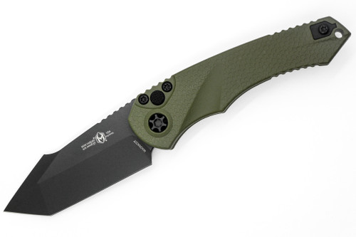 Heretic Knives - Mini Pariah - Auto - 3.36" Magnacut Black Steel Tanto Blade W/ OD Green Handle