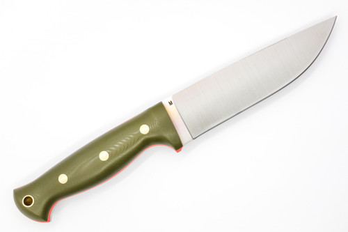 LT Wright Knives: Forest Trail - MagnaCut Steel - Flat - OD Green W/ Orange Liner G10 Handle - Matte