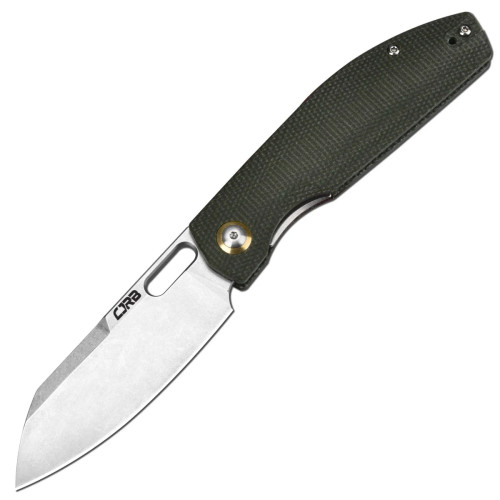 CJRB Cutlery - Ekko - 3.23" Stonewash AR-RPM9 Folding Knife w/Liner Lock -  Green Micarta Handle