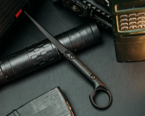 Half Face Blades - Ring Cardiac Spike - Black G10, Armor Black Cerakote, Allen Bolts, Smooth Grip