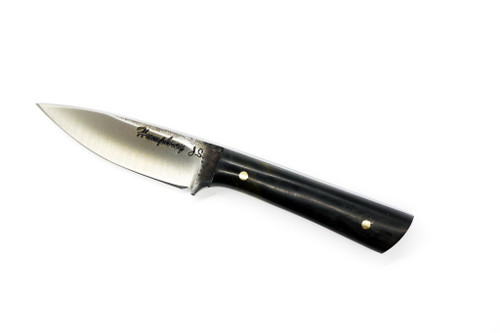 Lon Humphrey Custom Whitetail - Flat Grind, Fixed Blade, Knife w/ Box Elder Burl - 2