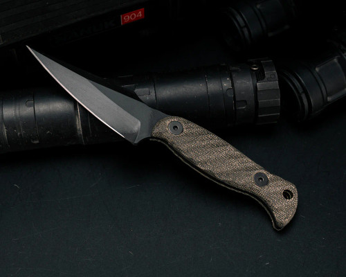 Half Face Blades - Gulo Gulo - OD Green Canvas Micarta, Armor Black Cerakote, Allen Bolts, Textured Grip