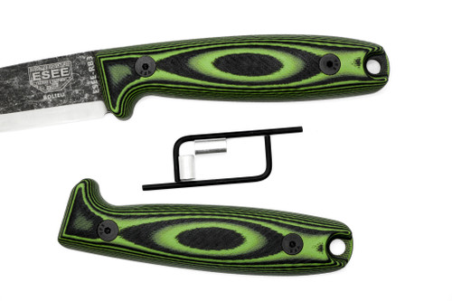 TKC:  G10 Handle for ESEE RB3 - Neon Green & Black