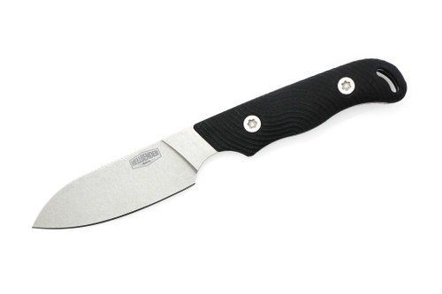 Hellbender Blade Co. - Ranch Hand - 3" Magnacut Stonewash Steel Fixed Blade W/ Black G-10 Handle
