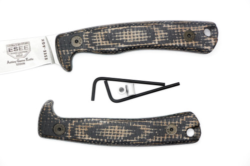 TKC Handle for ESEE AGK - Black Micarta W/ Brown Burlap