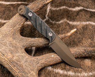 Half Face Blades - Crow Jr. - Black Canvas Micarta, Midnight Bronze Cerakote, Ti Torx Bolts, Textured Grip