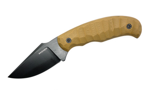 Anthem Knife & Implement - Outpost - 4.25" Black Cerakote 52100 Steel Fixed Blade W/ Tan G10 Handle