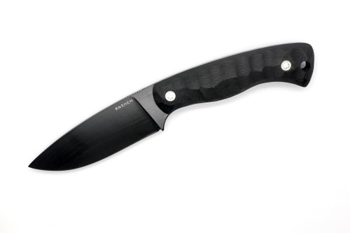 Anthem Knife & Implement - NO. 76 - 3.375" Black Cerakote 52100 Steel Fixed Blade W/ Black G10 Handle
