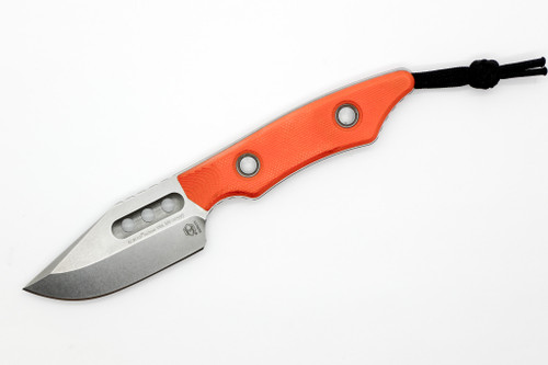 Heretic Knives - Kobold - Fixed Blade - 2.5" Stonewash Magnacut Steel Bowie Blade W/ Orange G10 Handle