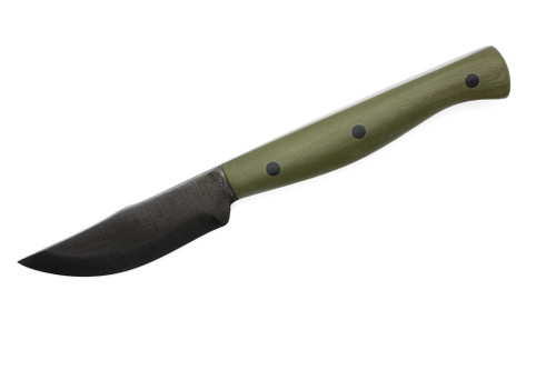 Drifter Blades - Kestrel - 3" Stonewash 80CRV2 Steel Fixed Blade W/ OD Green G10 W/ Black Pins and Brown Leather Sheath