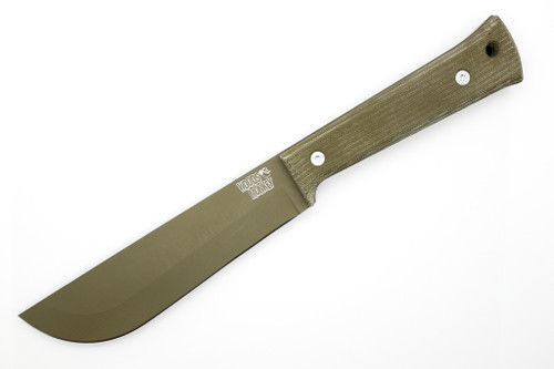 Woods Monkey Half/Chete by L.T. Wright - 1095 Steel - Saber Grind - Tan Cerakote Finish - Green Micarta Handle