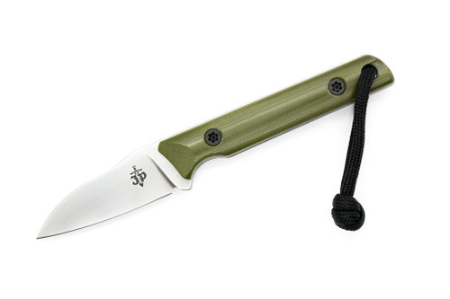 JP Bladesmithing - Wharnfang EDC- 2.25" AEB-L Fixed Blade W/ OD Green G10 Handle & Black Kydex Sheath