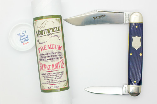 Great Eastern Cutlery Tidioute #98 Northfield UN-X-LD Texas Stogie - 2 Blade - Blue Sawcut Richlite