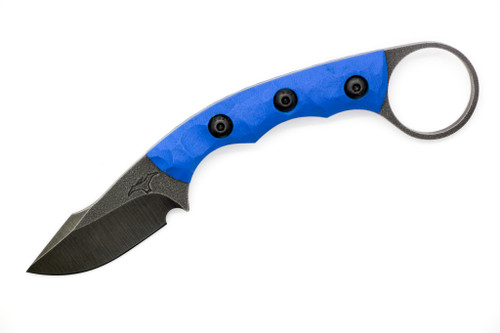 Tactical Pterodactyl Knives - Ringed Scalpel - 2" CPM-154 Steel Fixed Blade W/ Blue G-10 Handle & Grey Kydex Sheath
