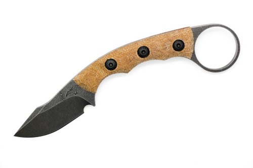 Tactical Pterodactyl Knives - Ringed Scalpel - 2" CPM-154 Steel Fixed Blade W/ Natural Canvas Micarta Handle & OD Green Kydex Sheath