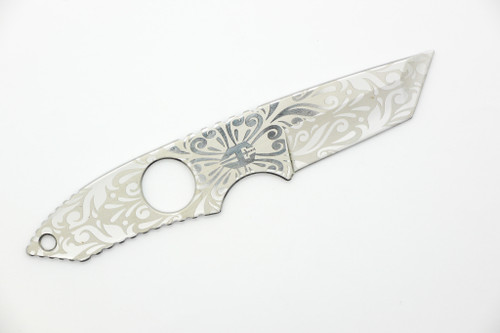 Hoffner Knives: Bodyguard Neck Knife - 2.5" 440C Super Steel Chrome Skeletonized Neck Knife - Tanto