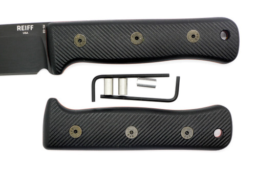 TKC G10 Handle for Reiff Knives F5 GEN 2  - Textured Black W/ Orange Liner G-10