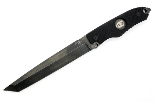 Hoffner Knives: The Beast - 7" Black 440C Stainless Steel Fixed Blade Knife - Flatline Black G10 Grips
