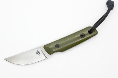 JP Bladesmithing - Shinobi EDC- 2.35" AEB-L Fixed Blade W/ OD Green G10 Handle & Black Kydex Sheath