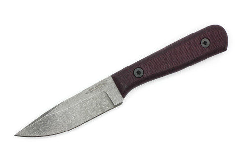 Very Good Knife Company - Hornet - 3.75" 80CRV2 Fixed Blade W/ Burgundy Canvas Micarta Handle