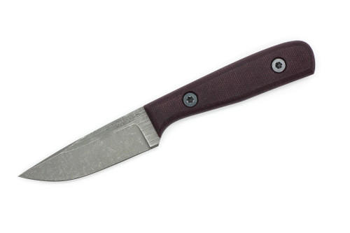 Very Good Knife Company - Wasp - 3" AEB-L Fixed Blade W/ Burgundy Canvas Micarta Handle