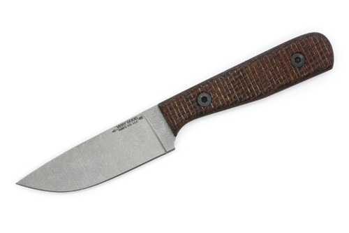 Very Good Knife Company - Adventure Jr. - 3.5" AEB-L Fixed Blade W/ Brown Burlap Micarta Handle