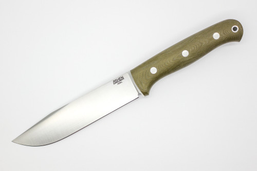 Lishen Knives - Warden- 5.5" AEB-L Fixed Blade W/ Green Linen Micarta Handle