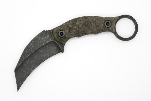 Half Face Blades - Karambito - OD Green Canvas Micarta, Allen Bolts, Textured Grip