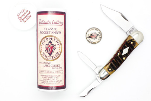 Great Eastern Cutlery Tidoute Cutlery #57 Geppeto Whittler - 3 Blade - Chocolate Checkered Richlite