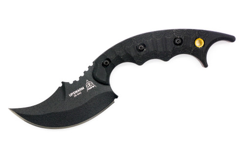 TOPS Knives - Upswarm - Single Edge - Black Traction Coated 1095 Steel Fixed Blade -Black Canvas Micarta Handle
