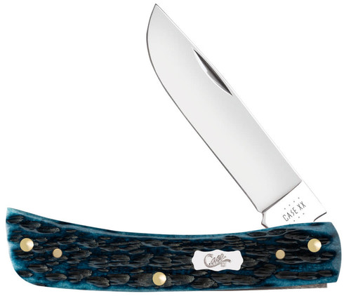 Case Cutlery: Sod Buster Jr. - Pocket Worn Peach Seed Jig Mediterranean Blue Bone Handle - 1 Blade