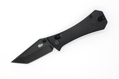 Aux Mfg - Pocket Tanto Crossbar - 2.77" 14c28n Steel Folding Blade w/ Black Micarta & Black Insert Handles