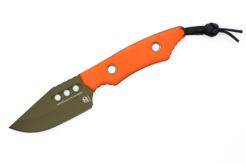 Heretic Knives - Kobold - Fixed Blade - 2.5" OD Green Magnacut Steel Bowie Blade W/ Orange G10 Handle